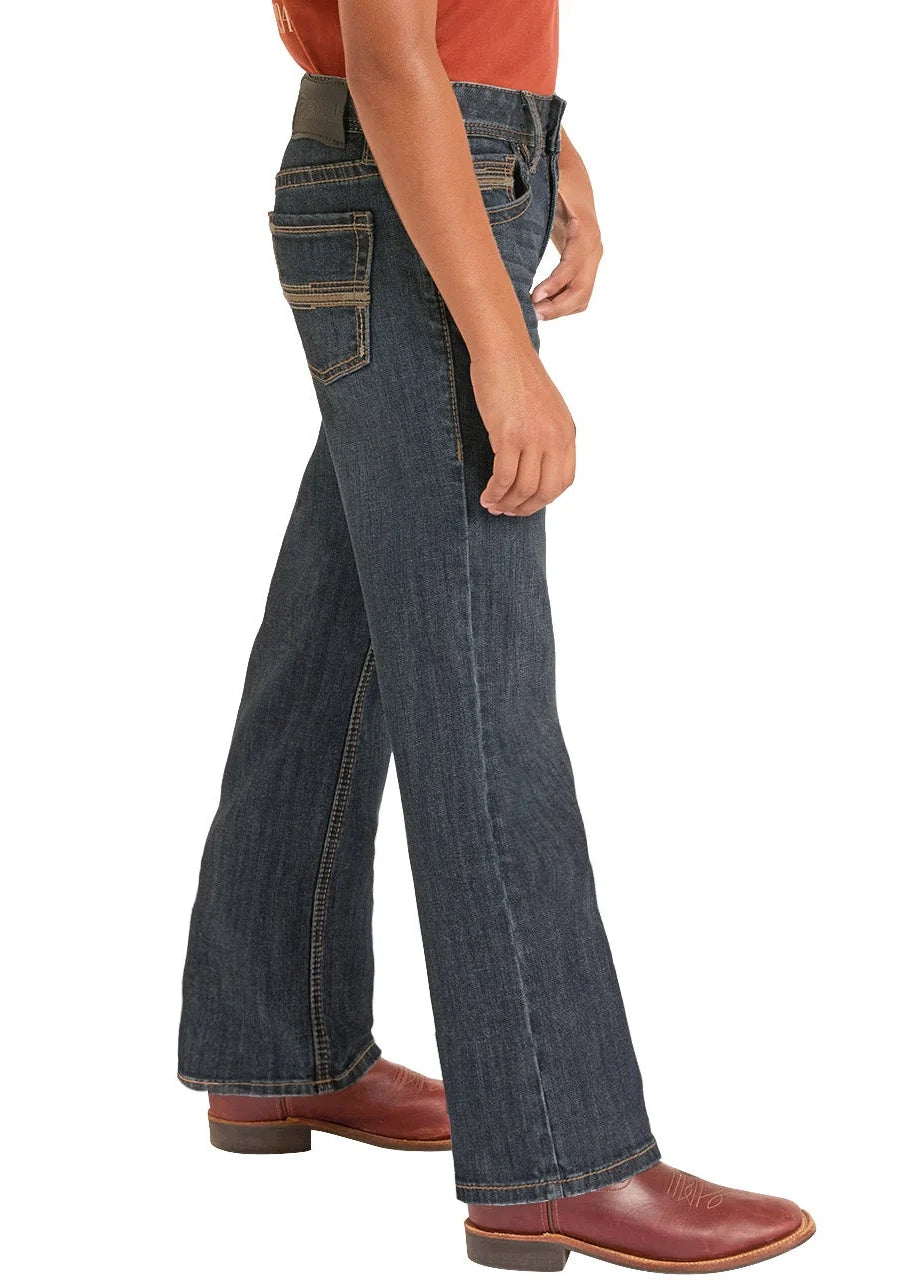 Rock &amp; Roll Kids Regular Fit Rope Stitch Pocket Bootcut Jeans BB0BD09118