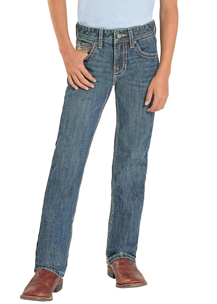 Rock &amp; Roll Kids Slim Fit Ladder Stitch Pocket Straight Leg Jeans BB1RD08622