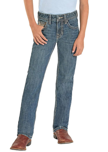 Rock &amp; Roll Kids Slim Fit Ladder Stitch Pocket Straight Leg Jeans BB1RD08622