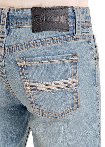Rock &amp; Roll Kids Slim Fit Rope Stitch Revolver Straight Jeans BB1RD09183