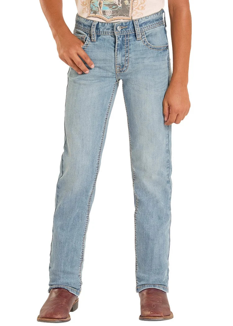 Rock &amp; Roll Kids Slim Fit Rope Stitch Revolver Straight Jeans BB1RD09183