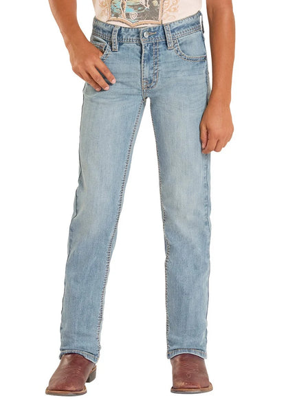 Rock &amp; Roll Kids Slim Fit Rope Stitch Revolver Straight Jeans BB1RD09183