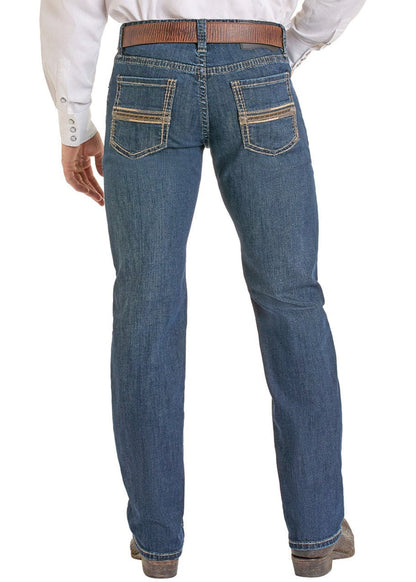 Rock &amp; Roll Men Slim Fit Embroidered Pocket Straight Leg Jeans BM1RD06704