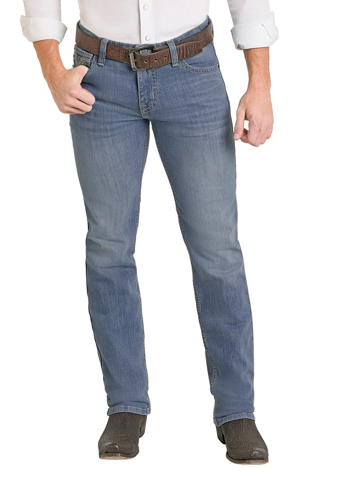 Rock &amp; Roll Men Slim Fit Classic Pocket Straight Leg Jeans BM1RD07363
