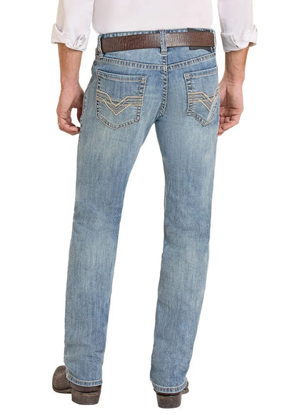 Rock &amp; Roll Men Slim Fit Ladder Stitched V Straight Leg Jeans BM1RD08586