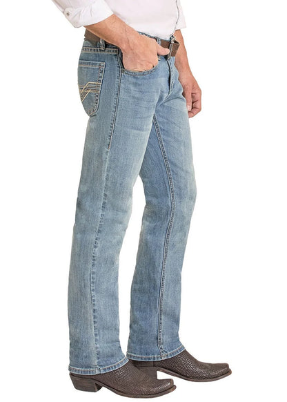 Rock &amp; Roll Men Slim Fit Ladder Stitched V Straight Leg Jeans BM1RD08586