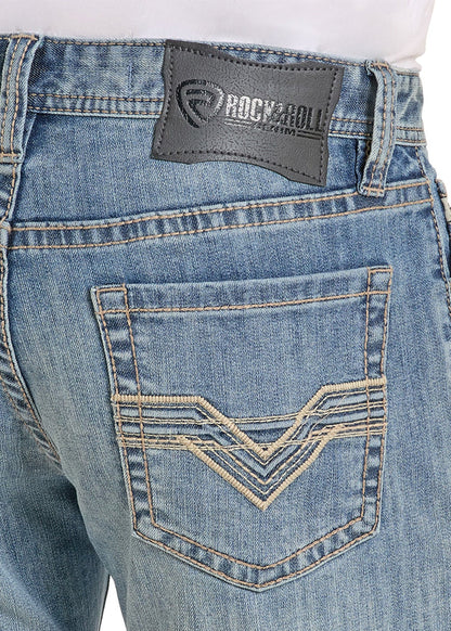 Rock &amp; Roll Men Slim Fit Ladder Stitched V Straight Leg Jeans BM1RD08586