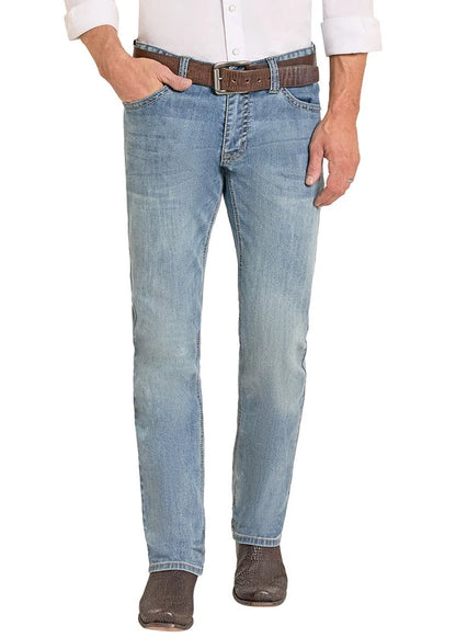 Rock &amp; Roll Men Slim Fit Ladder Stitched V Straight Leg Jeans BM1RD08586
