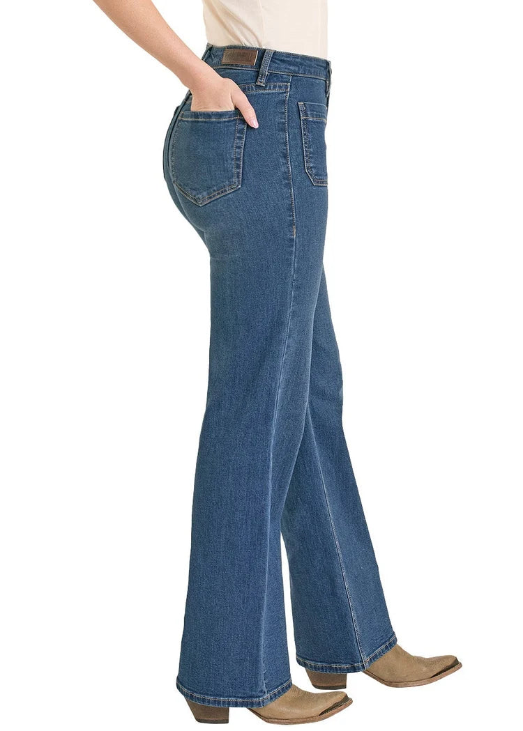 Rock &amp; Roll Women High Rise Relaxed Patch Pocket Wide Leg Jeans BW6HD08494