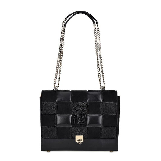 Cuadra Black Exotic Leather Handbag
