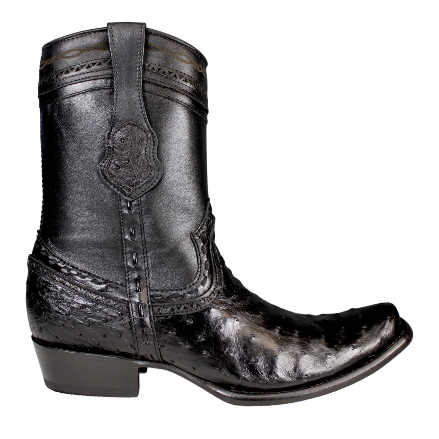 Wild West Ostrich Dubai Short Boot Black