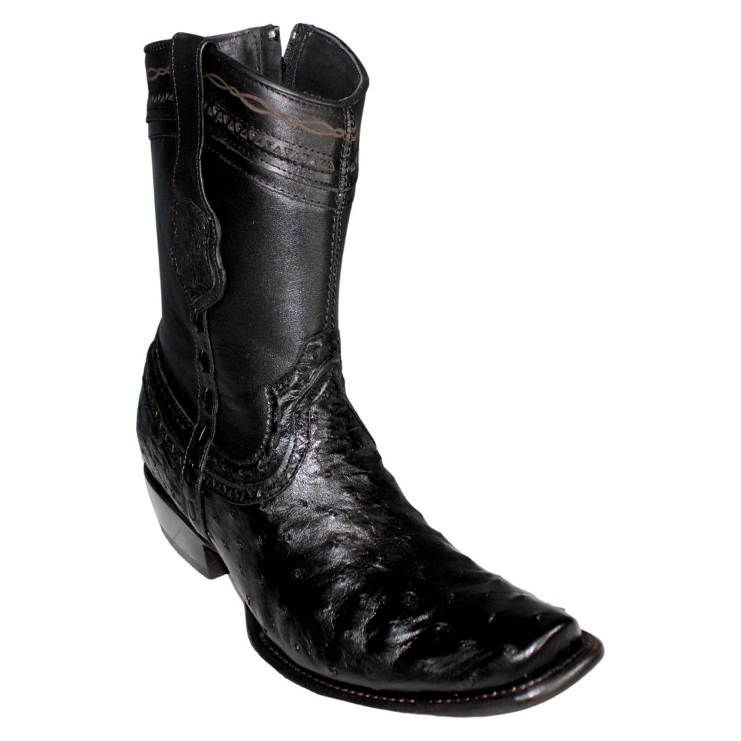 Wild West Ostrich Dubai Short Boot Black