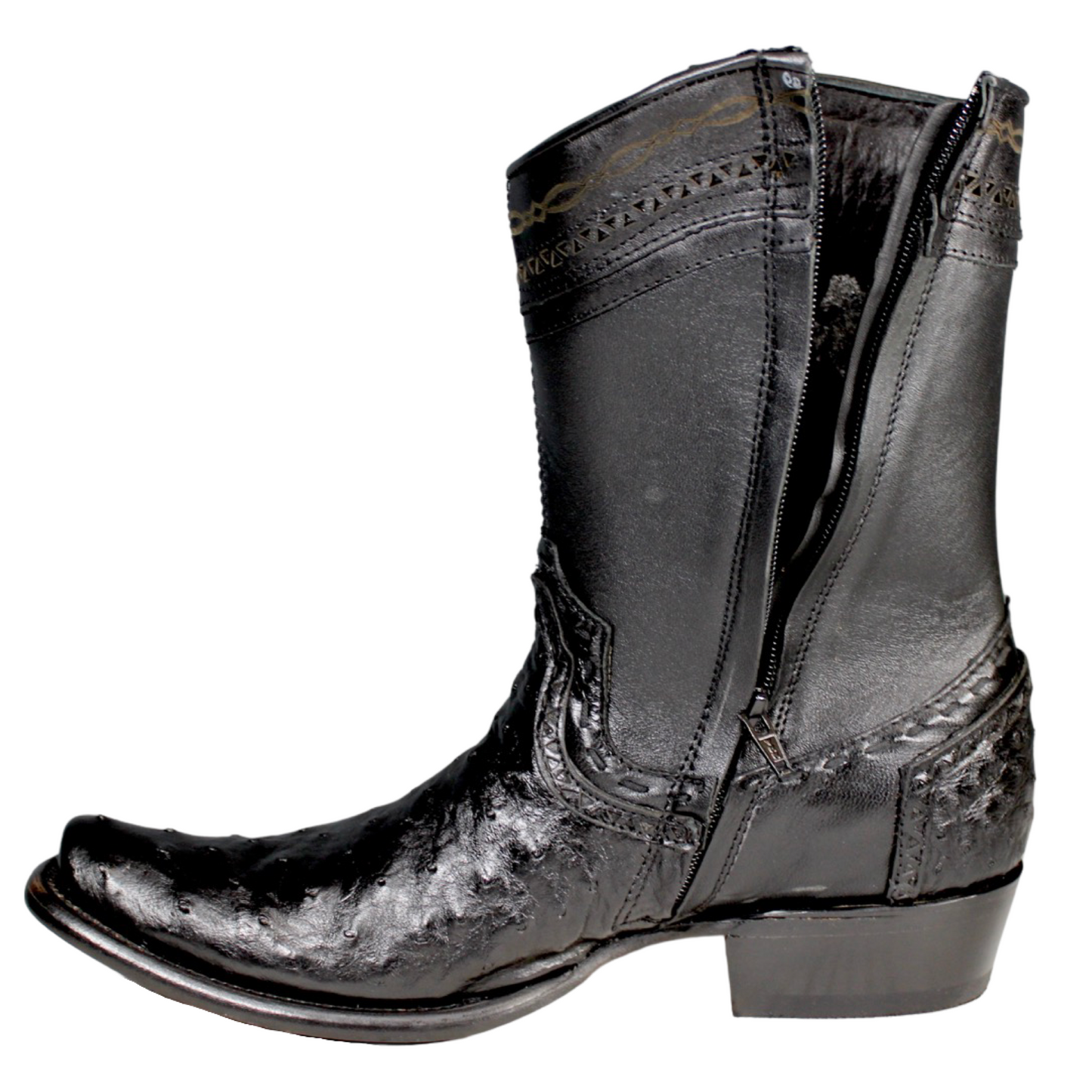 Wild West Ostrich Dubai Short Boot Black