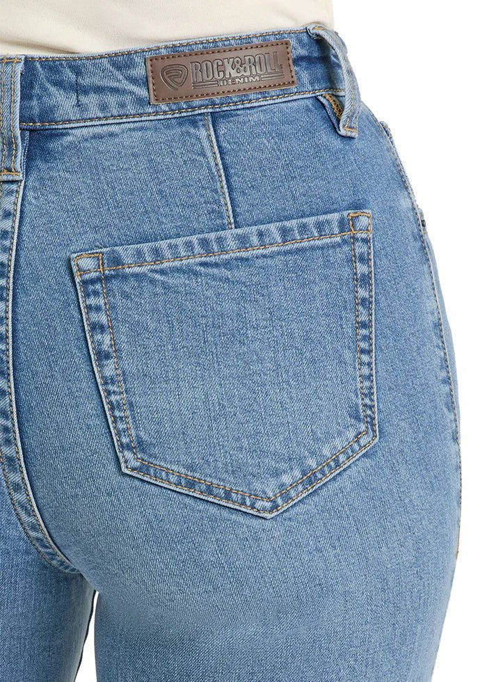 Rock &amp; Roll Women High Rise Wide Leg Medium Wash BW6HD08496
