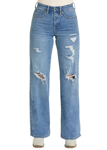 Rock &amp; Roll Women High Rise Wide Leg Medium Wash BW6HD08496