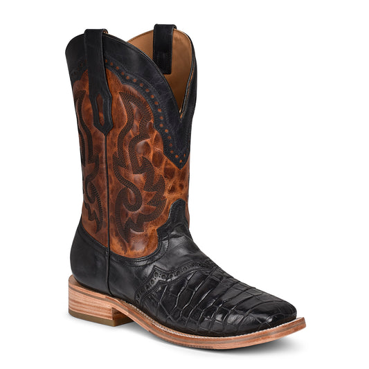 Corral Men's Alligator Overlay & Embroidery Wide Square Boot
