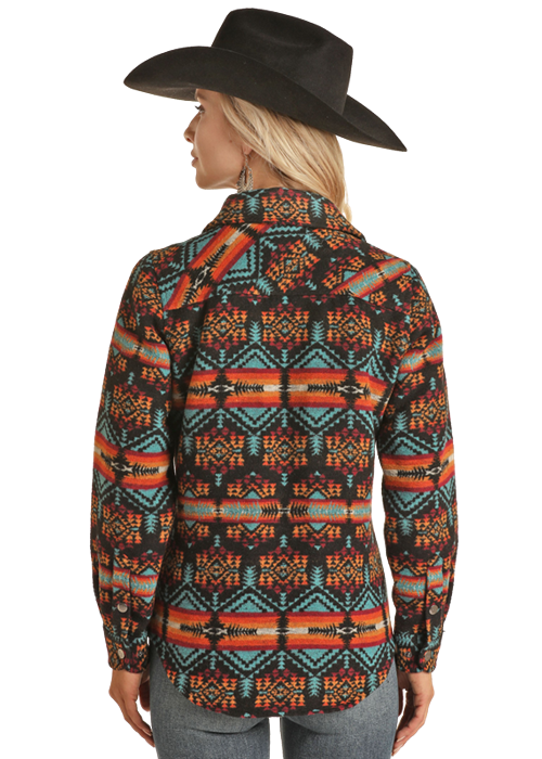Rock & Roll Women Wool Aztec Shirt Jacket