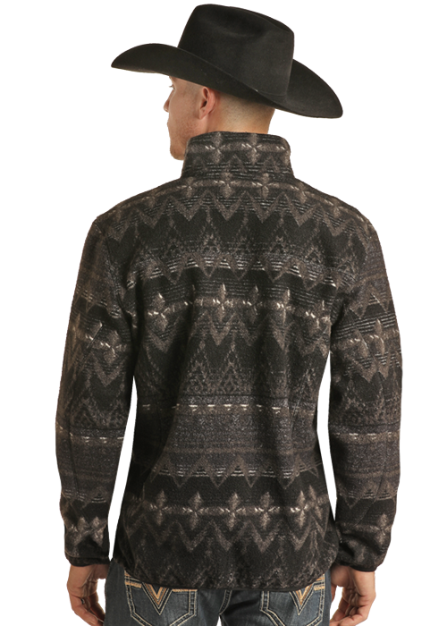 Rock & Roll Men Aztec Printed 1/4 Berber Pullover