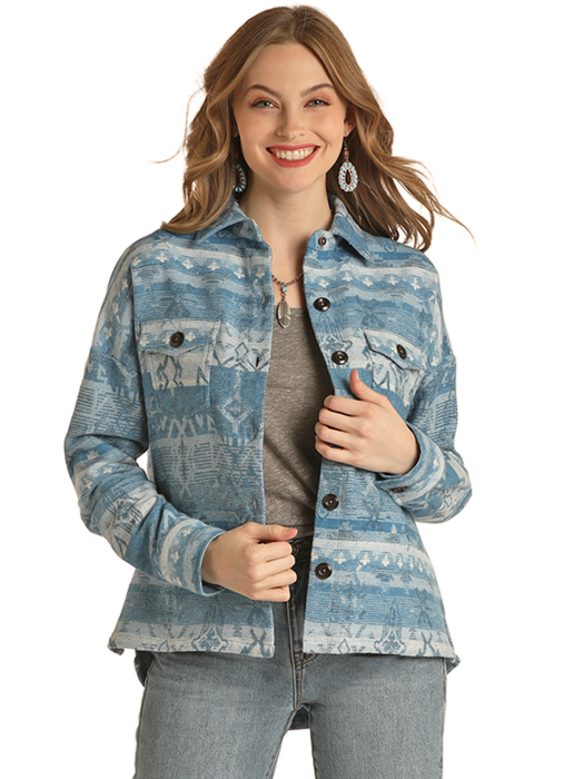 Rock & Roll Women Cotton Aztec Shirt Jacket