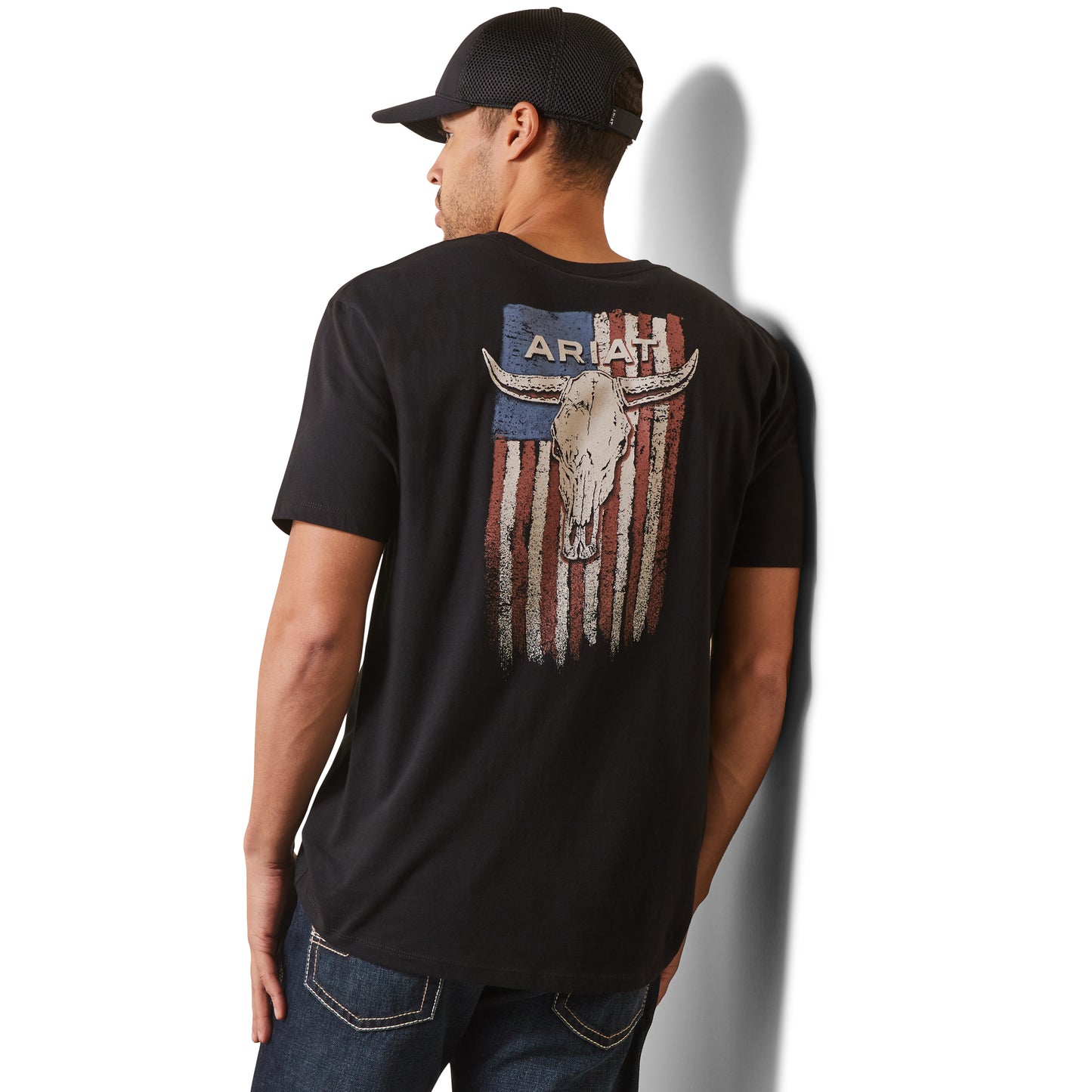 Ariat Men Steer Skull Flag Black Graphic T-Shirt