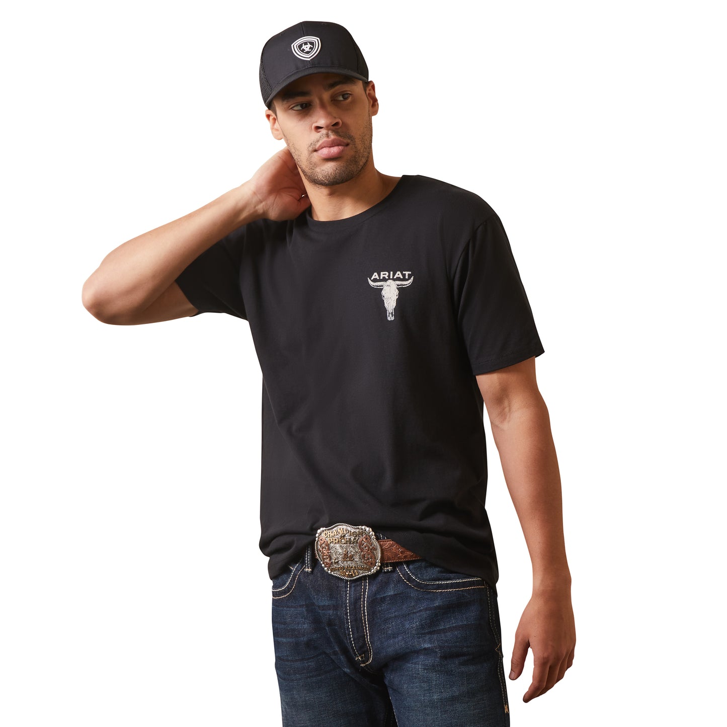 Ariat Men Steer Skull Flag Black Graphic T-Shirt